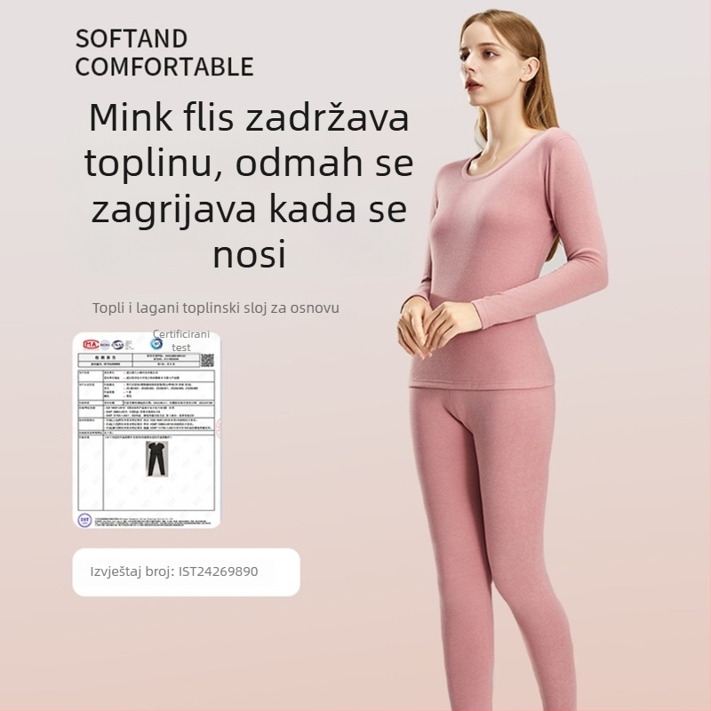 Unisex termički komplet donjeg rublja – akril, fleece podstava, debljina 201–250 g/m2, dugi rukavi, okrugli izrez, dvostruki sloj