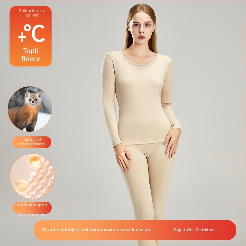 Unisex termički komplet donjeg rublja – akril, fleece podstava, debljina 201–250 g/m2, dugi rukavi, okrugli izrez, dvostruki sloj