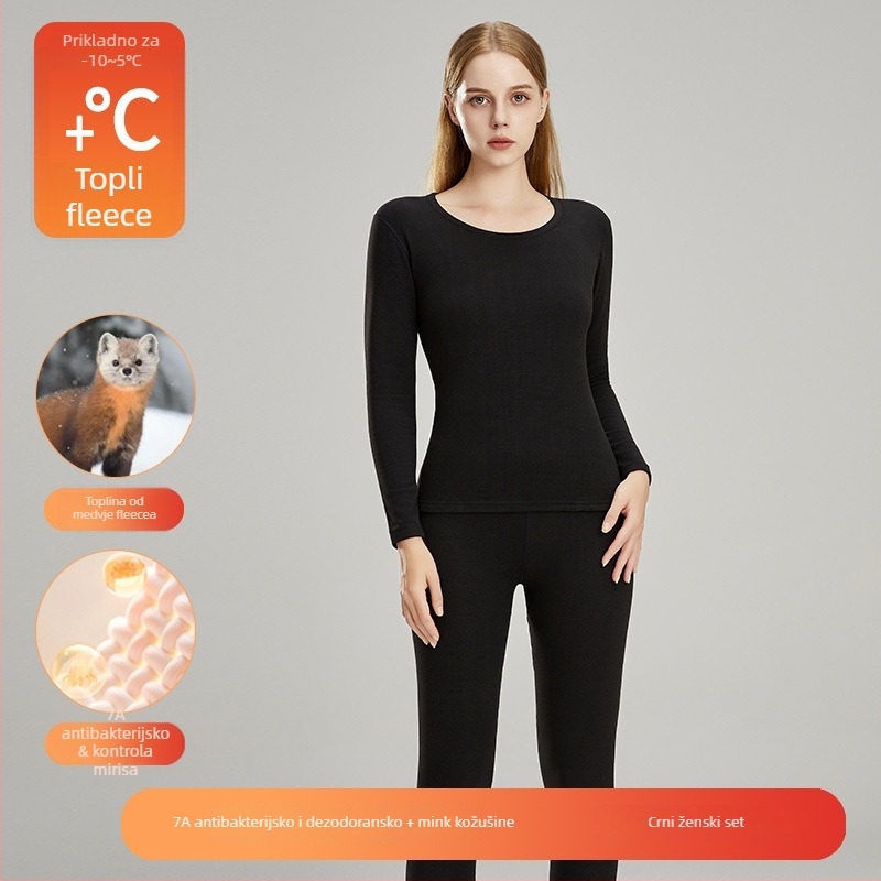 Unisex termički komplet donjeg rublja – akril, fleece podstava, debljina 201–250 g/m2, dugi rukavi, okrugli izrez, dvostruki sloj