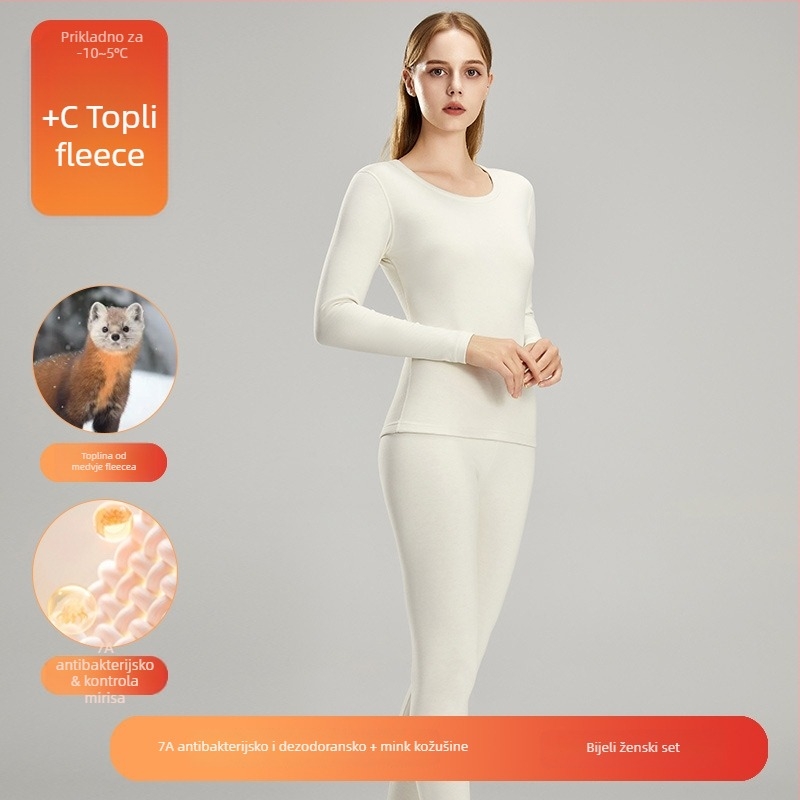 Unisex termički komplet donjeg rublja – akril, fleece podstava, debljina 201–250 g/m2, dugi rukavi, okrugli izrez, dvostruki sloj