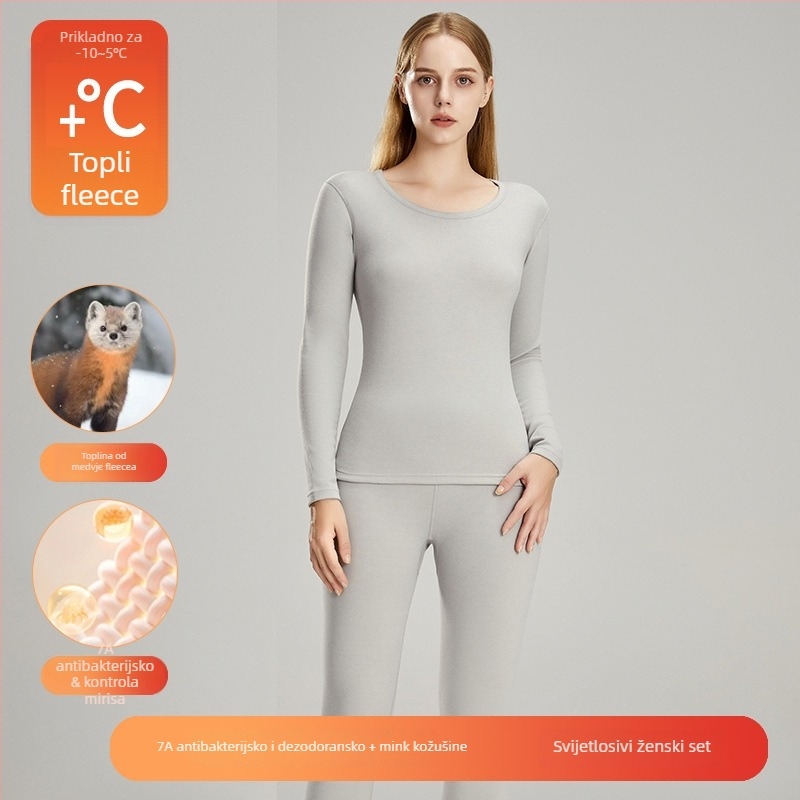 Unisex termički komplet donjeg rublja – akril, fleece podstava, debljina 201–250 g/m2, dugi rukavi, okrugli izrez, dvostruki sloj