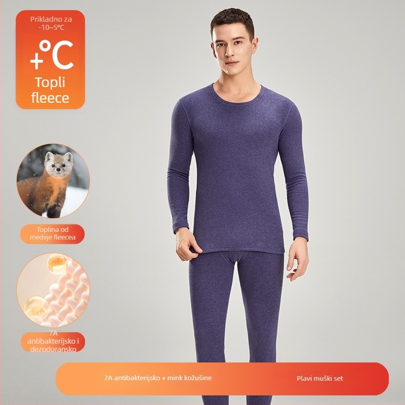 Unisex termički komplet donjeg rublja – akril, fleece podstava, debljina 201–250 g/m2, dugi rukavi, okrugli izrez, dvostruki sloj