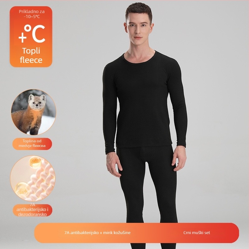 Unisex termički komplet donjeg rublja – akril, fleece podstava, debljina 201–250 g/m2, dugi rukavi, okrugli izrez, dvostruki sloj