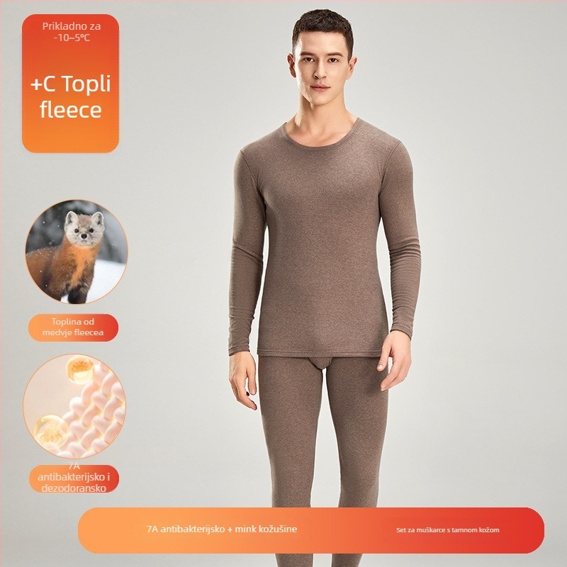 Unisex termički komplet donjeg rublja – akril, fleece podstava, debljina 201–250 g/m2, dugi rukavi, okrugli izrez, dvostruki sloj