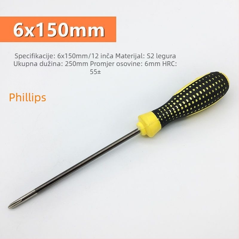 Križni šrafciger s plastičnim tijelom i ručkom od krom-vanadijeve legure čelika