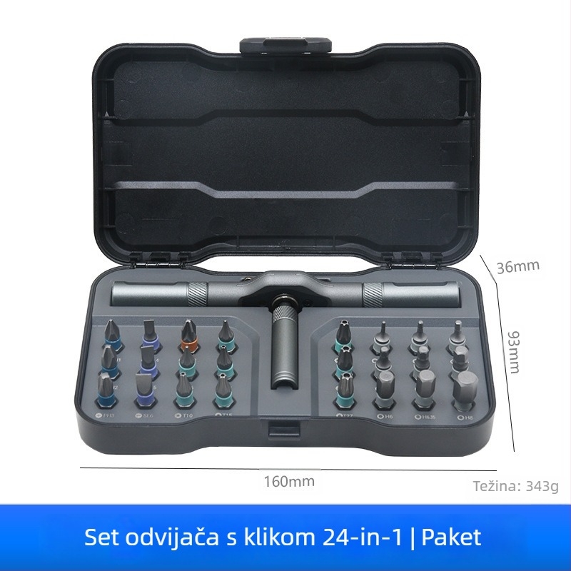 24-in-1 multifunkcionalni magnetni set odvijača, industrijske razine alat za popravak, S2 legirani alat od čelika, težina 0.8