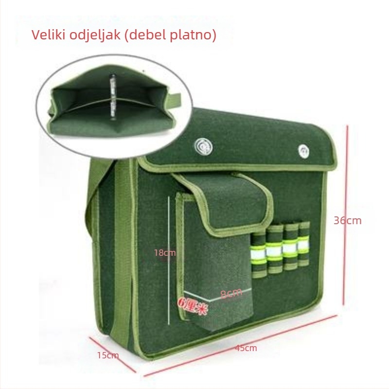 Platnena torba za alate, debela i izdržljiva, cross-body dizajn, veliki kapacitet, za električne poslove i hardver potrebe