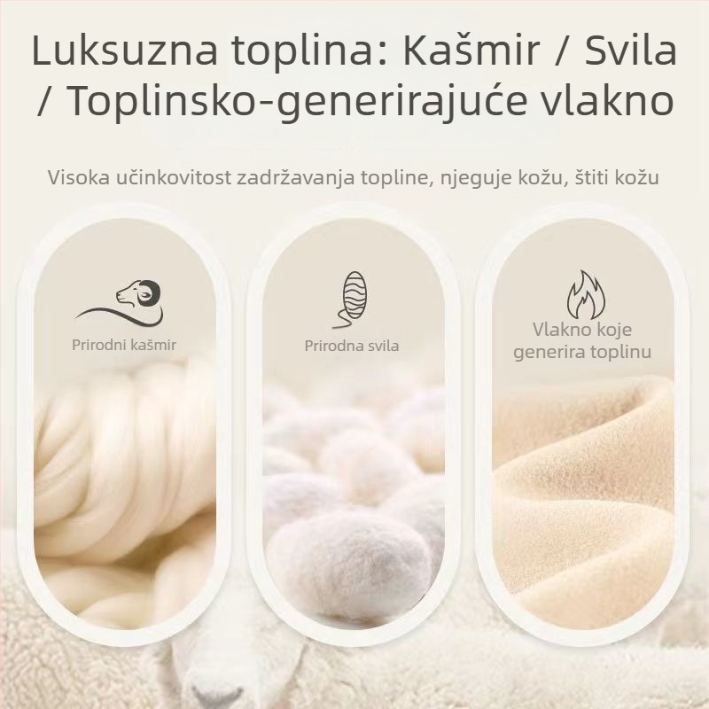 Ženski kašmirski termalni set — dvostruki sloj gornjih i hlača, ultra tanak 40 g/m², okrugli izrez, dugi rukavi, anti-piling