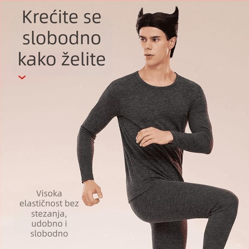 Komplet toplinskog donjeg za par iz kašmira, vune i svile, bez šavova, gornji dijelovi za jesen/zimu