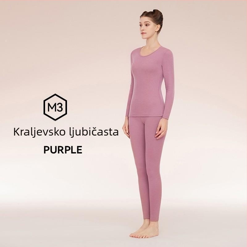 Komplet toplinskog donjeg za par iz kašmira, vune i svile, bez šavova, gornji dijelovi za jesen/zimu