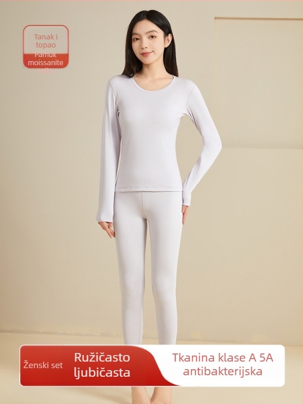 Unisex termalni set od modala i svile dudova, koži-prijazno, tanak bazni sloj za jesen/zimu — gornji dio i hlače.