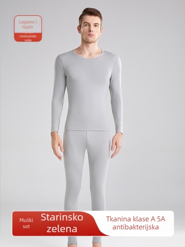 Unisex termalni set od modala i svile dudova, koži-prijazno, tanak bazni sloj za jesen/zimu — gornji dio i hlače.