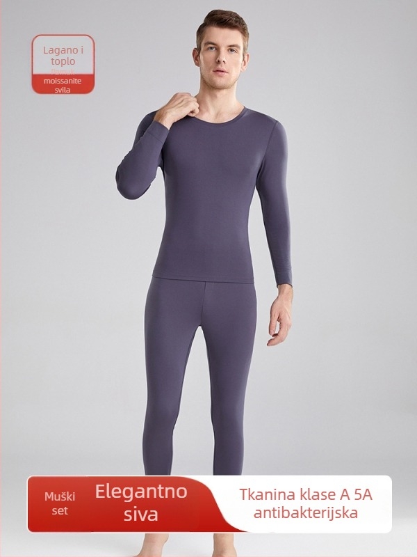 Unisex termalni set od modala i svile dudova, koži-prijazno, tanak bazni sloj za jesen/zimu — gornji dio i hlače.