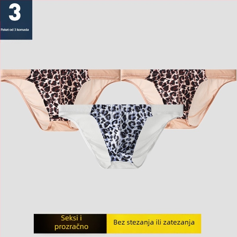 Muške gaćice leopard uzorka od mreže, prozirne i prozračne, moderne i seksi, velika veličina
