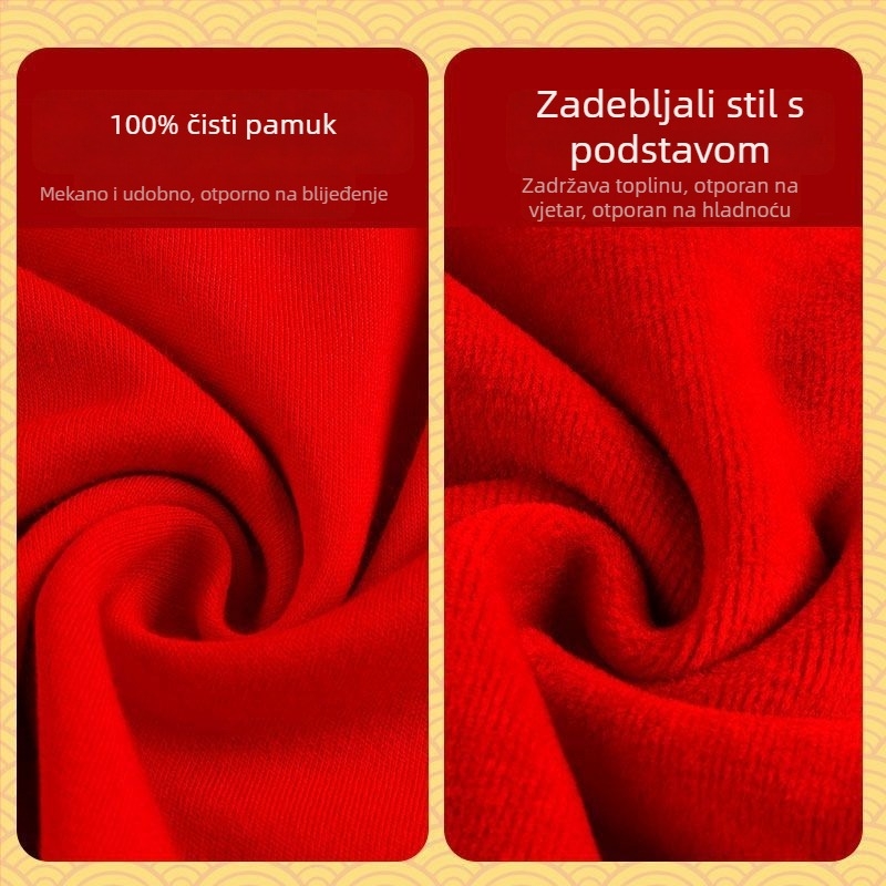 Dječji set termalnog rublja za godinu zmije, za 12-godišnjake, crveno, s flisom iznutra, debeli, gornji dio i donje hlače