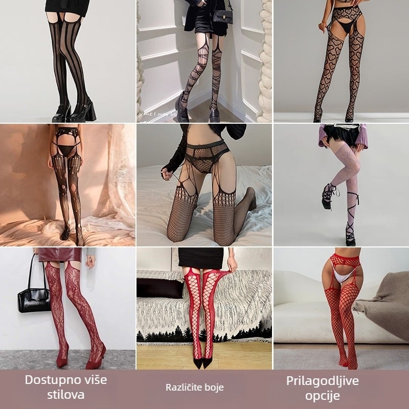 Najlon čarape s cvjetnim uzorkom, tanke, seksi stil