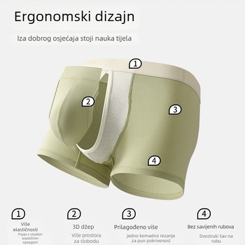 Muške bokserice s bočnim otvaranjem i prostranim džepom, prozračan tan modalni materijal, srednja visina pojasa (Glavni materijal: Modal; Podstava za preponu: Viskozna; Uzorak: Jednobojan)