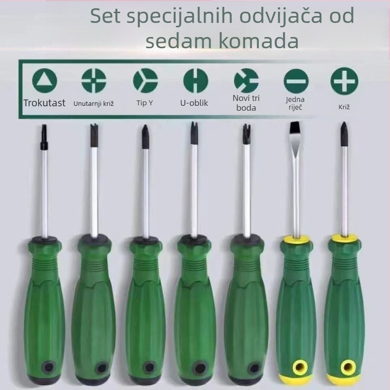 Specijalno oblikovana odvijač s više vrhova: U-oblik, unutarnji križ, Y-oblik, plum blossom križ, trokut; Cr-V čelik, neizoliran, 60 g
