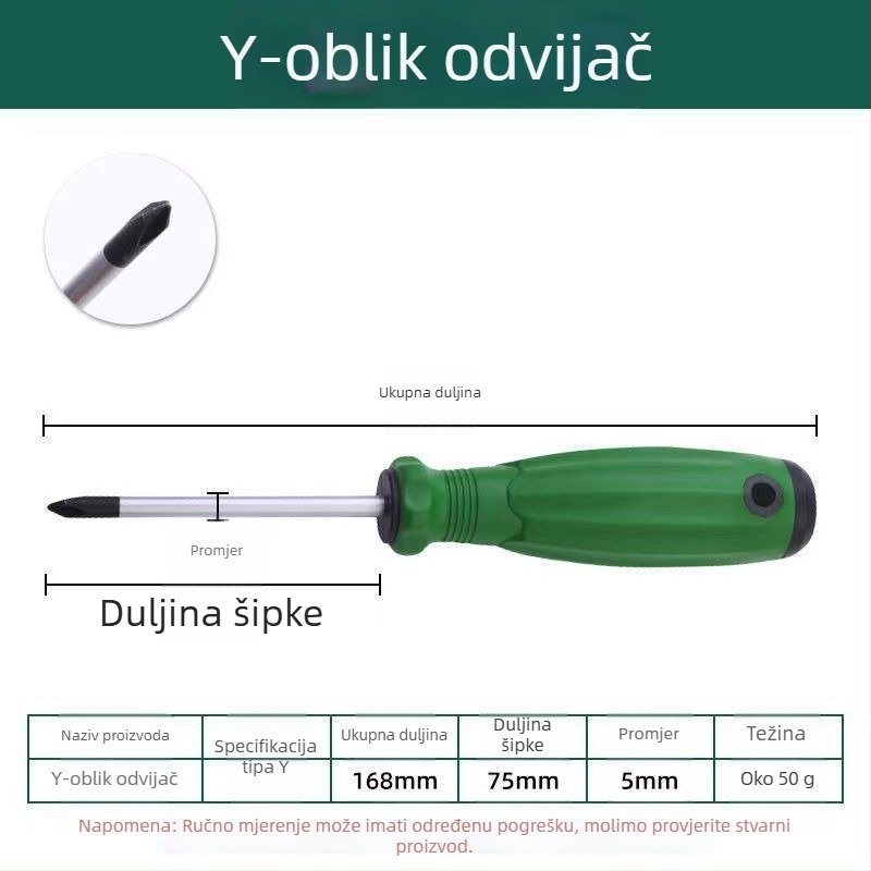 Specijalno oblikovana odvijač s više vrhova: U-oblik, unutarnji križ, Y-oblik, plum blossom križ, trokut; Cr-V čelik, neizoliran, 60 g