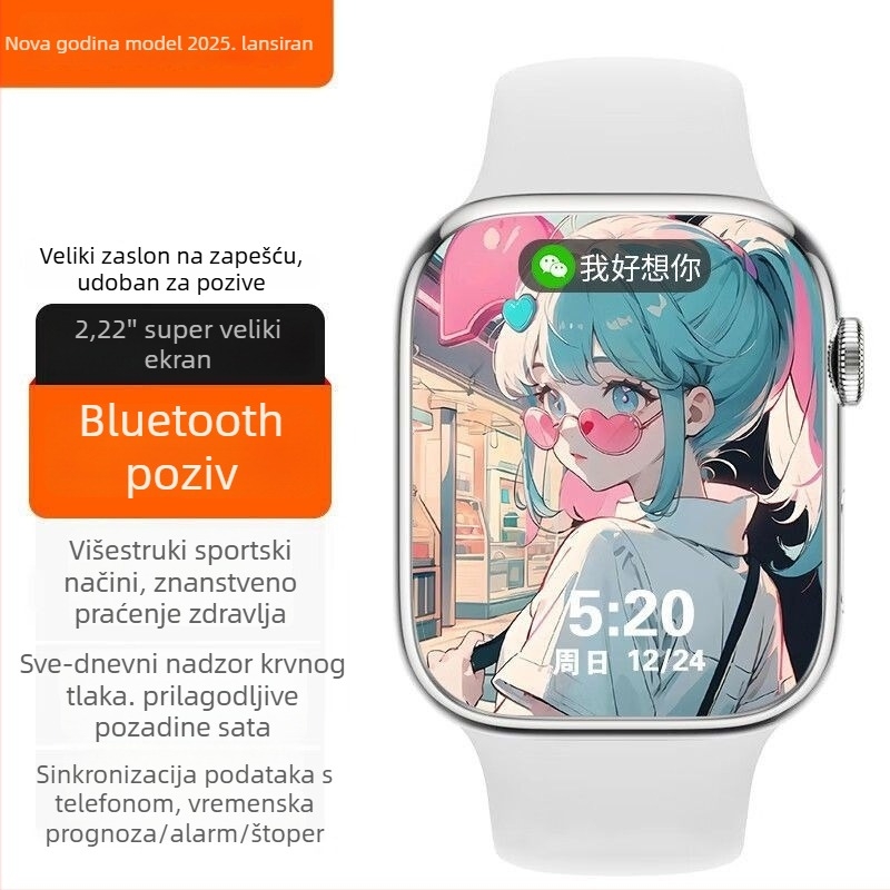 S10 pametni sat s Bluetoothom, funkcija poziva, vodootvoren, silikon remen, TFT zaslon