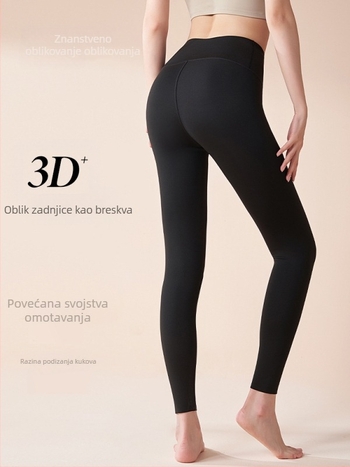 Jednodelne kompresijske gaće visoke elastičnosti – najlon-spandeks, duljina 9/10, kroj olovka, podizanje stražnjice, jesen 2025