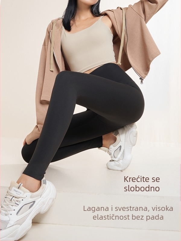 Jednodelne kompresijske gaće visoke elastičnosti – najlon-spandeks, duljina 9/10, kroj olovka, podizanje stražnjice, jesen 2025