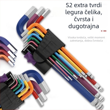 Set od 9 šestouglatih ključeva s kugličnim završetkom, unutarnje šesterokutne glave, čelik nikl-krom