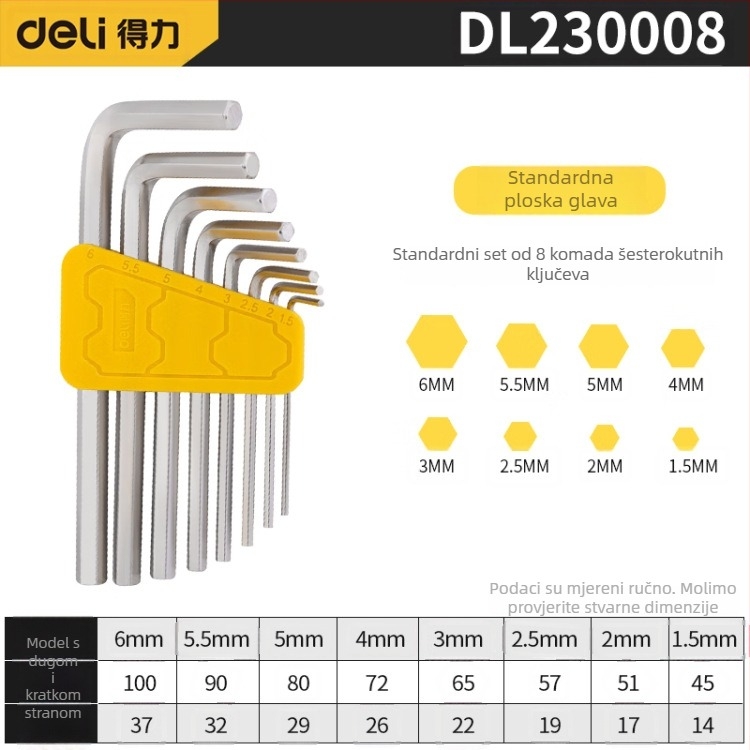 Set unutrašnjih šesterokutnih ključeva (Allen) – metrički, od krom-vanadijum/S2 čelika, niklirano, L-oblik glava s kugličnom glavom, višenamjenski odvijač