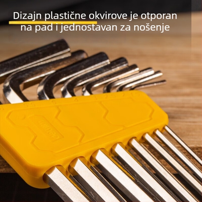 Set unutrašnjih šesterokutnih ključeva (Allen) – metrički, od krom-vanadijum/S2 čelika, niklirano, L-oblik glava s kugličnom glavom, višenamjenski odvijač