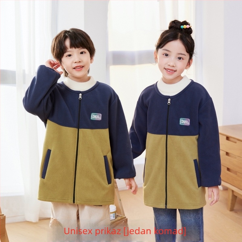 Gehuazi Dječja vodootporna vanjska jakna s fleeceom za jesen-zimu, unisex školska uniforma jakna