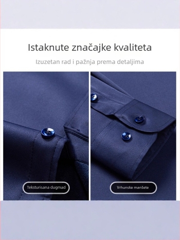 Muška pamučna košulja s flis podstavom, bez glačanja, kvadratni ovratnik, dugi rukav