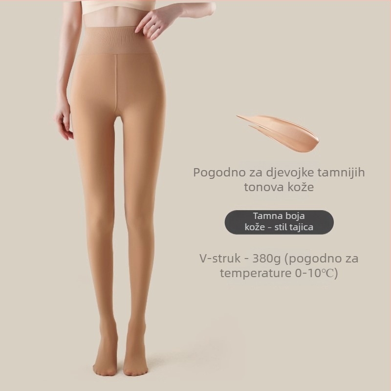 Ženske tajice s flisom u boji kože, produžene, u više veličina, za jesen-zimu, debele