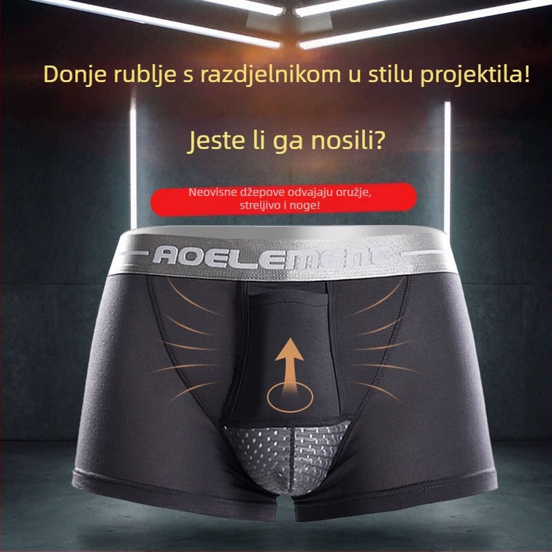 Muške bokserice s U‑kavim džepom, Ice Silk mreža, srednji pojas, brzo sušenje