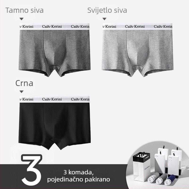 Muške bokserice od pamuka, antibakterijske, srednja visina struka, jednobojne