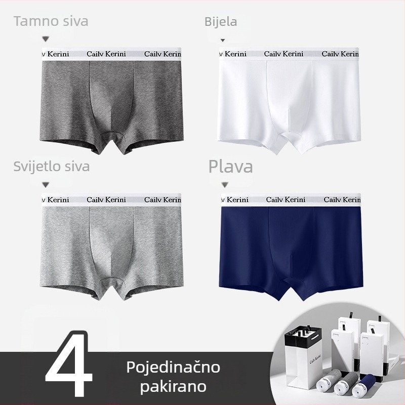 Muške bokserice od pamuka, antibakterijske, srednja visina struka, jednobojne