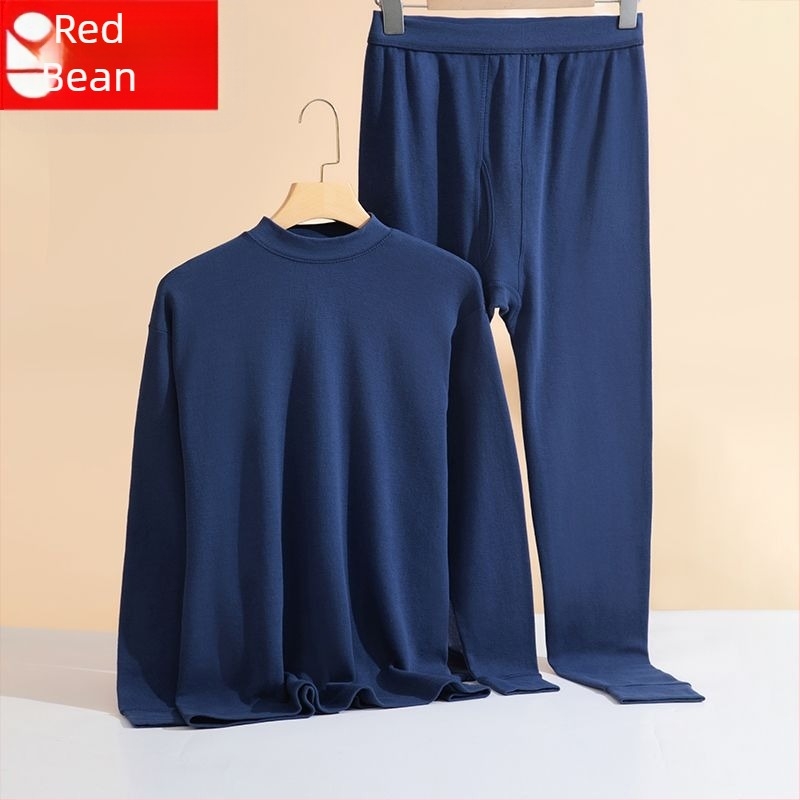Red Bean muški jesenski komplet od 100% pamuka, opuštenog kroja, visok ovratnik, velika veličina, crvena