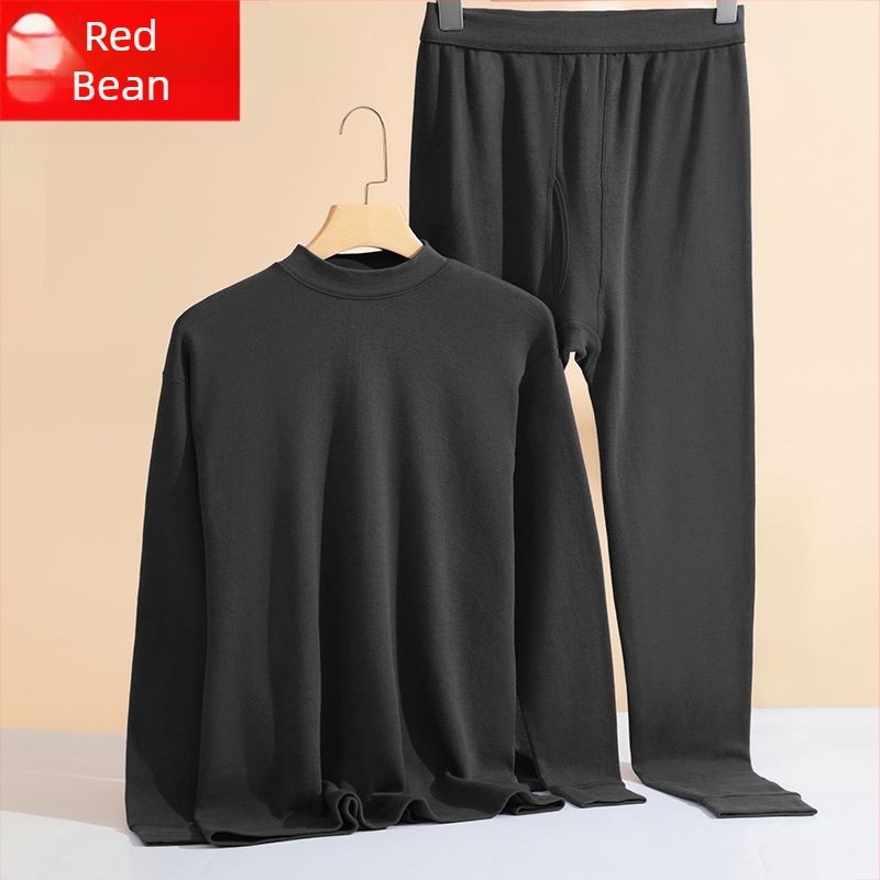Red Bean muški jesenski komplet od 100% pamuka, opuštenog kroja, visok ovratnik, velika veličina, crvena