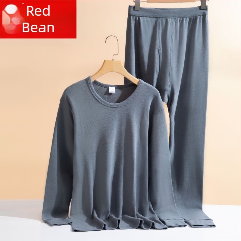 Red Bean muški jesenski komplet od 100% pamuka, opuštenog kroja, visok ovratnik, velika veličina, crvena