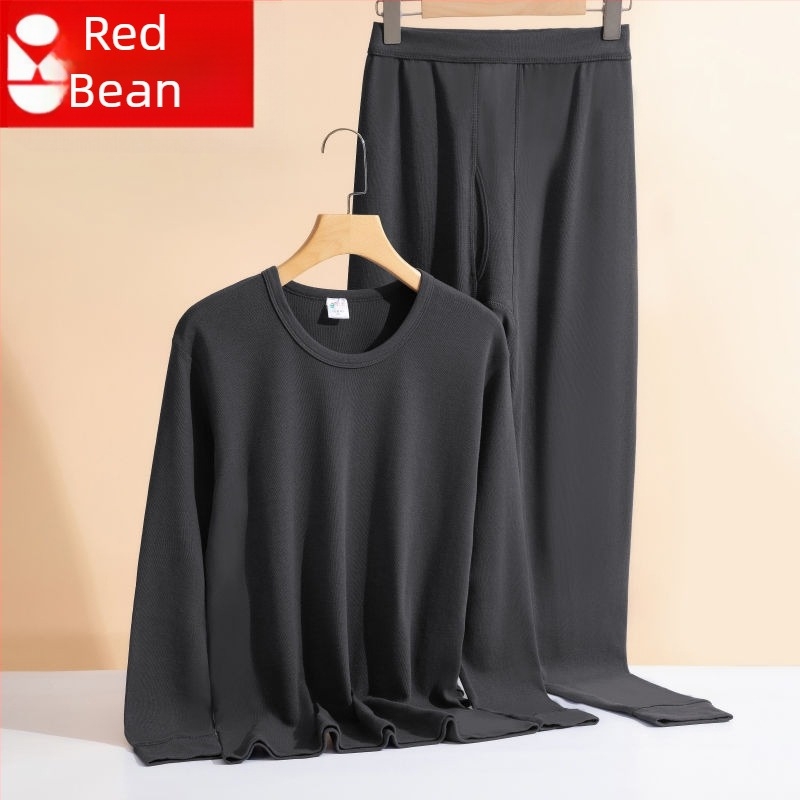 Red Bean muški jesenski komplet od 100% pamuka, opuštenog kroja, visok ovratnik, velika veličina, crvena