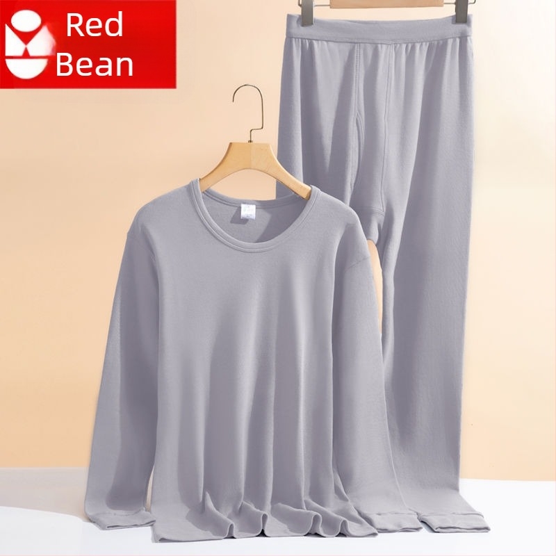 Red Bean muški jesenski komplet od 100% pamuka, opuštenog kroja, visok ovratnik, velika veličina, crvena