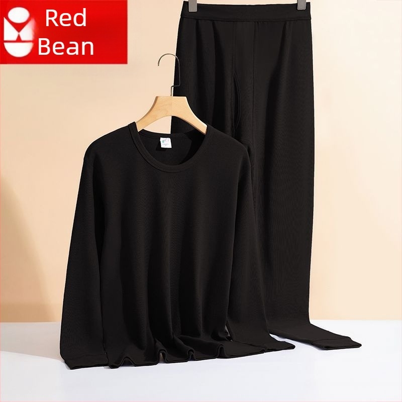 Red Bean muški jesenski komplet od 100% pamuka, opuštenog kroja, visok ovratnik, velika veličina, crvena