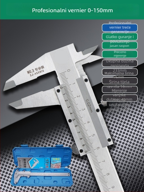 Vernier mjerač s digitalnim zaslonom - visoka preciznost, nehrđajući čelik, industrijska kvaliteta, mjerenje visine i dubine