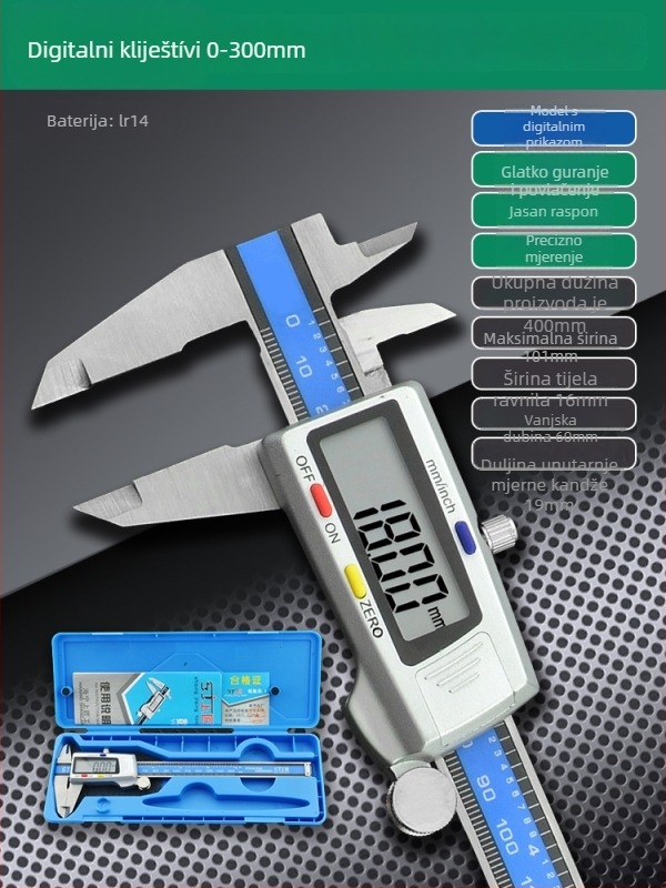 Vernier mjerač s digitalnim zaslonom - visoka preciznost, nehrđajući čelik, industrijska kvaliteta, mjerenje visine i dubine