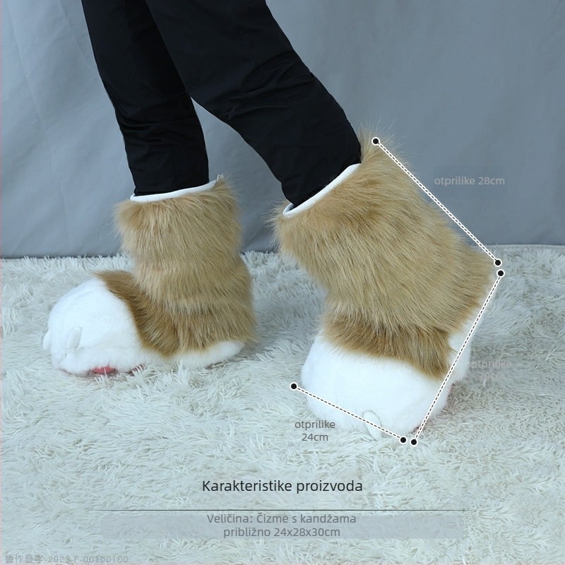 Fursuit čarape za šape s mekanim jastučićima, ručno izrađene, za odrasle, na skladištu