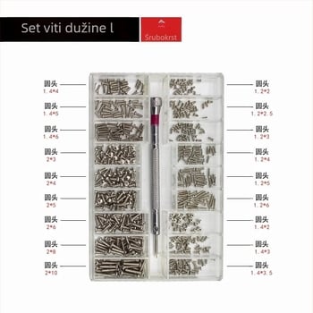 Set mikro vijaka za satove, okvire naočala i notesnike — ugljikova čelika, Gb834 standard