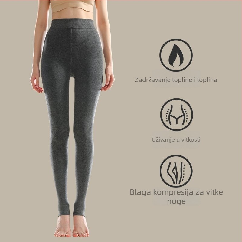 Ženske leggings 3/4 duljine s flis podstavom, toplo, opušten kroj