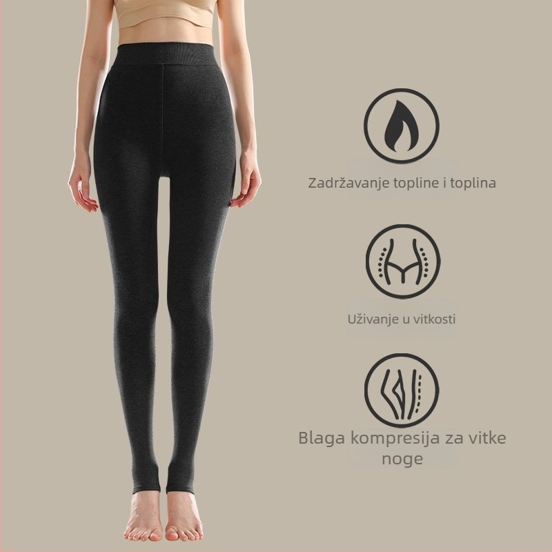 Ženske leggings 3/4 duljine s flis podstavom, toplo, opušten kroj