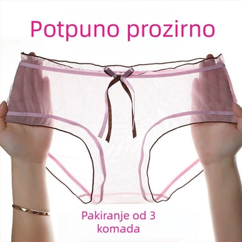 Ženske gaćice od mreže s čipkom, bez šavova, bezšivne, ultra tanke, srednje visoki struk, plus veličina