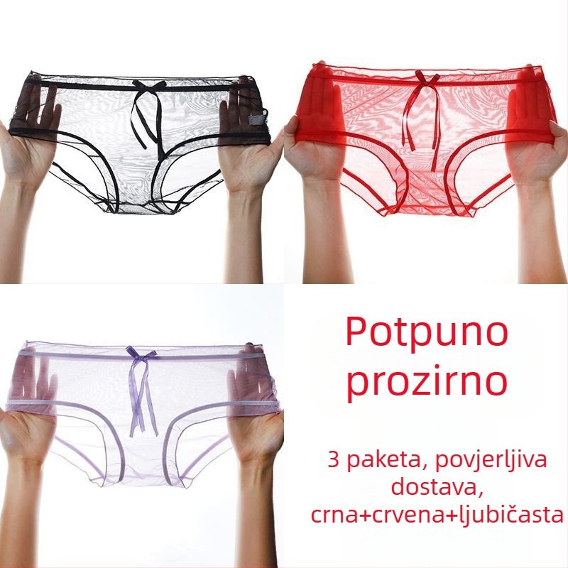 Ženske gaćice od mreže s čipkom, bez šavova, bezšivne, ultra tanke, srednje visoki struk, plus veličina