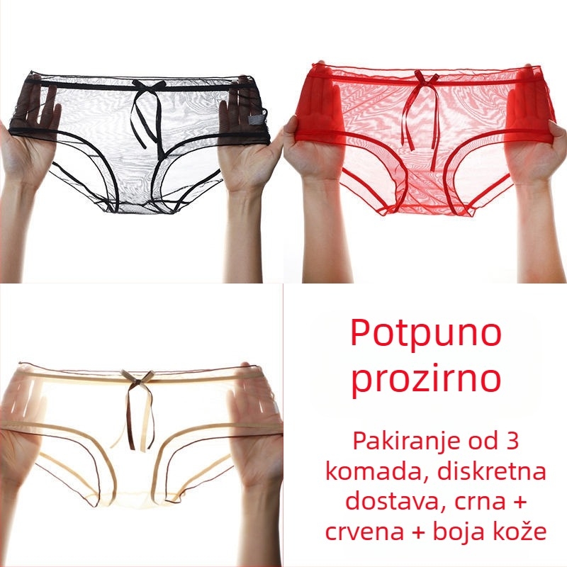 Ženske gaćice od mreže s čipkom, bez šavova, bezšivne, ultra tanke, srednje visoki struk, plus veličina